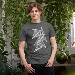 Camiseta masculina de algodão orgânico: estampa de planos geométricos, camiseta gráfica minimalista (impressão sob demanda)