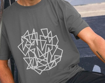 Organic Cotton Men's T-shirt: Minimalist Abstract Lines Graphic Tee (Print on Demand)
