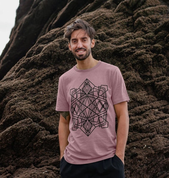 Geometric Recycled Organic Cotton Men\'s T-shirt, Minimalist Top, Abstract  Tee, Graphic Tee, Geometric Pattern Shirt, Sustainable Tee, Gift - Etsy