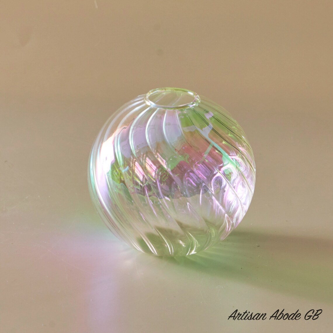 Glass Vase Iridescent Ball Vase Elegant Glass Ball Vase Etsy