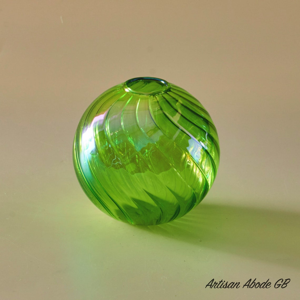 Glass Vase Iridescent Ball Vase Elegant Glass Ball Vase Etsy