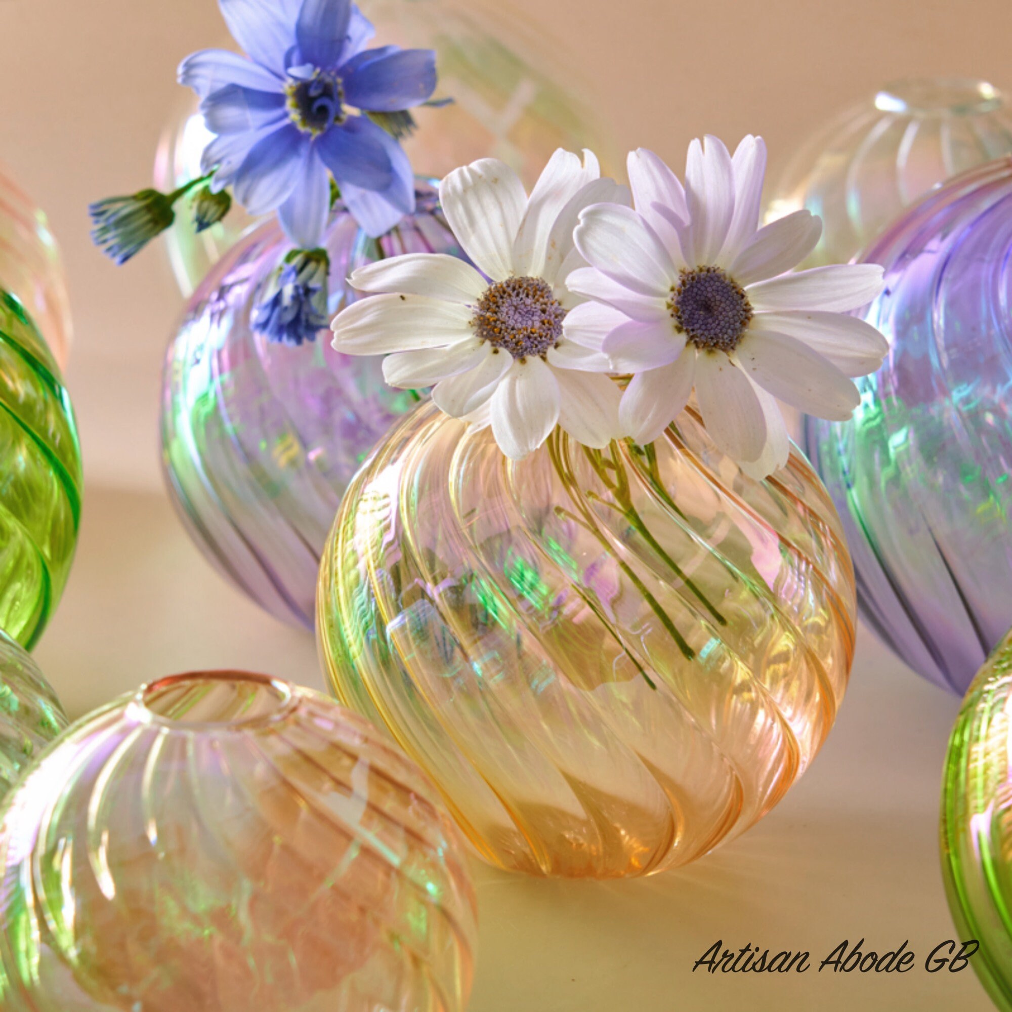 Glass Vase Iridescent Ball Vase Elegant Glass Ball Vase Home Decoration
