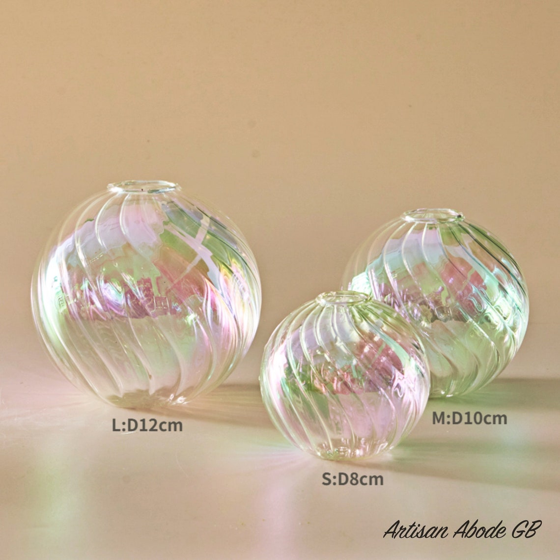 Glass Vase Iridescent Ball Vase Elegant Glass Ball Vase Etsy