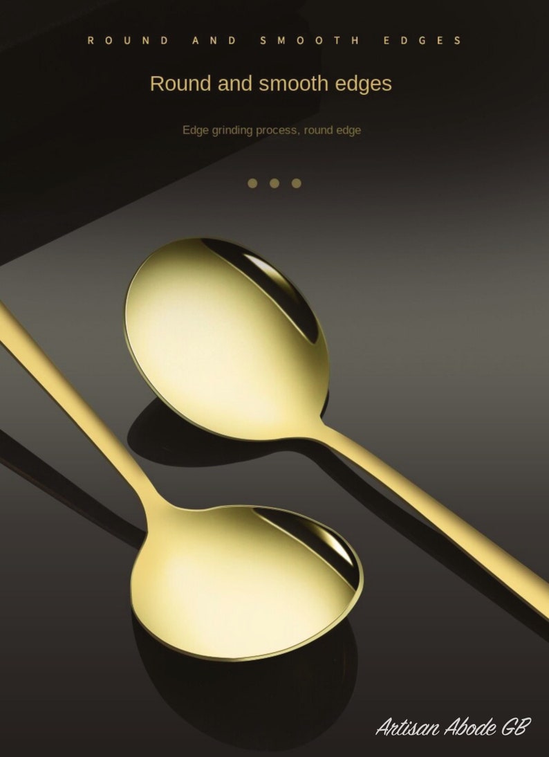 Luxury Golden Cutlery Set 24pcs Golden Cutlery Knife, Fork, Desert Spoon, Tea Spoon Home Decoration Supplies image 3