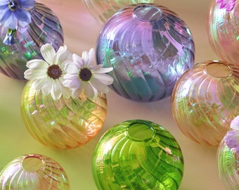 Glass Vase - Iridescent Ball Vase - Elegant Glass Ball Vase - Home Decoration Ideas - New Homeowner Gifts