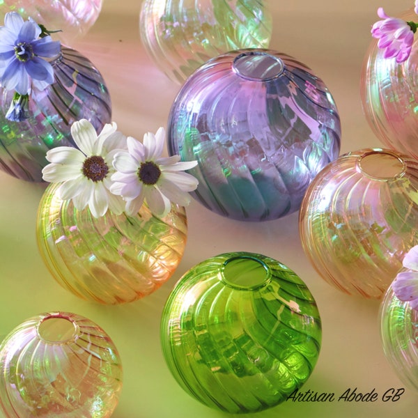 Glass Vase - Iridescent Ball Vase - Elegant Glass Ball Vase - Home Decoration Ideas - New Homeowner Gifts