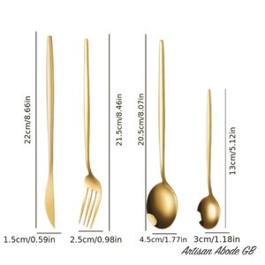 Luxury Golden Cutlery Set 24pcs Golden Cutlery Knife, Fork, Desert Spoon, Tea Spoon Home Decoration Supplies image 6