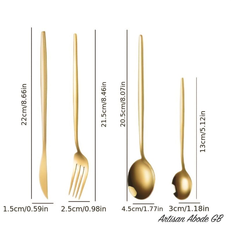 Luxury Golden Cutlery Set 24pcs Golden Cutlery Knife, Fork, Desert Spoon, Tea Spoon Home Decoration Supplies image 6