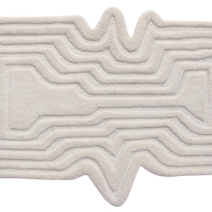 Hand Tufted Rug Irregular Shaped Rug, Ivory Rugs for living room Handmade tufted rug Irregular rug Modern Bohemian custom Funky shape Rug