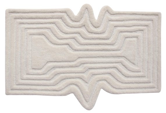 Hand-Tufted Wool Rug, Irregular Ivory Rug, Modern Bohemian Style