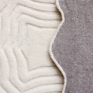 Hand Tufted Rug Irregular Shaped Rug, Ivory Rugs for living room Handmade tufted rug Irregular rug Modern Bohemian custom Funky shape Rug