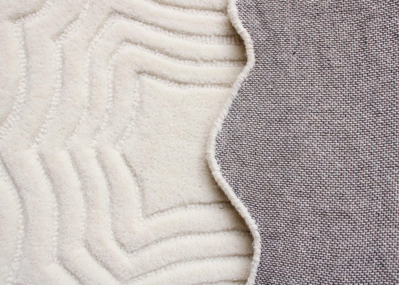 Hand Tufted Rug Irregular Shaped Rug, Ivory Rugs for living room Handmade tufted rug Irregular rug Modern Bohemian custom Funky shape Rug