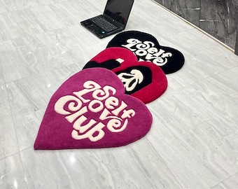 Handgjord ulltuftad matta, Self Love Club Heart-matta