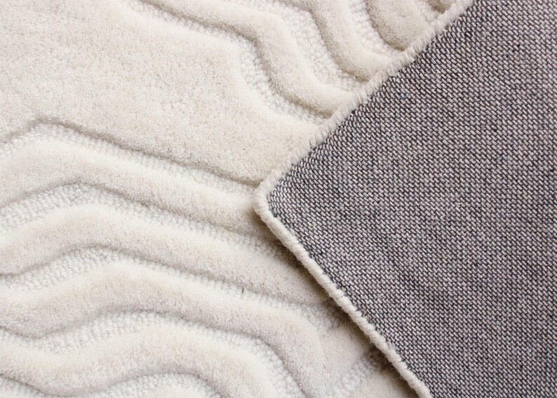 Hand Tufted Rug Irregular Shaped Rug, Ivory Rugs for living room Handmade tufted rug Irregular rug Modern Bohemian custom Funky shape Rug