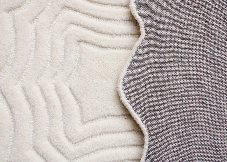 Hand Tufted Rug Irregular Shaped Rug, Ivory Rugs for living room Handmade tufted rug Irregular rug Modern Bohemian custom Funky shape Rug