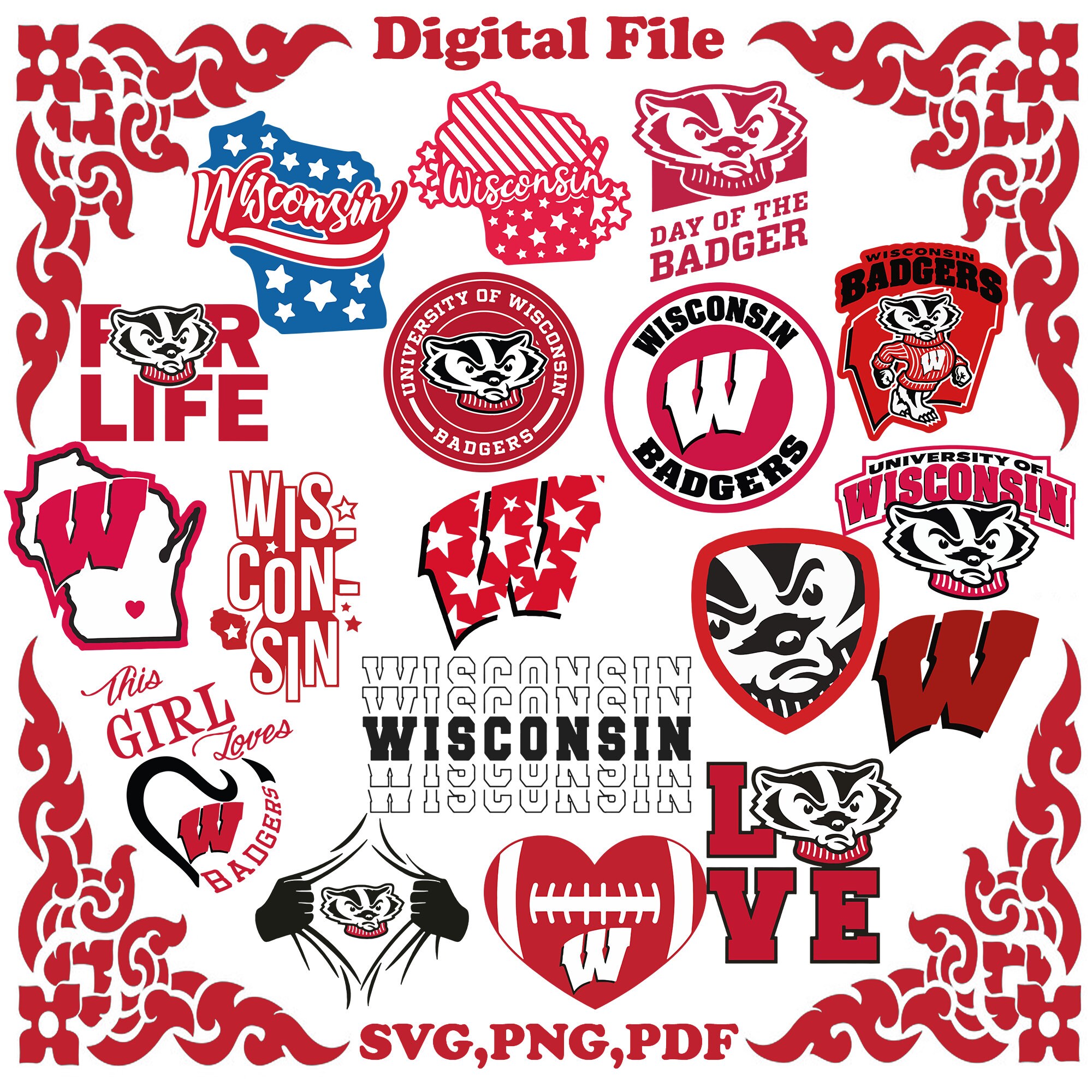 Badgers SVG Wisconsin Univeristy SVG Game Day Basketball Etsy