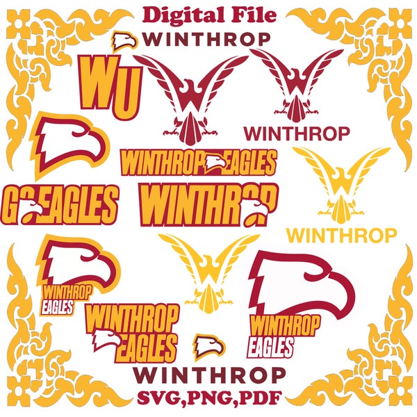 Winthrop Univeristy SVG, Game Day, Basketball, Football, Mom, Collage, Athletics, Instant Download.