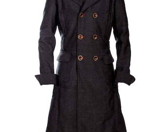 Manteau Sherlock Holmes pour homme, Costume Cosplay, trench-coat vintage en laine noire, vêtements d'hiver