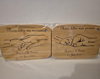 Planche apéro a découper personnalisée parrain marraine ou autre cadeau