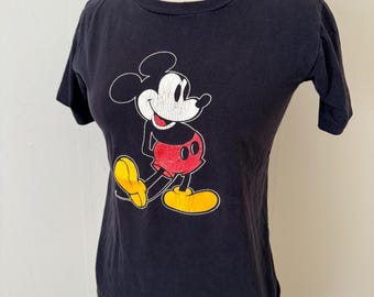 Vintage Musse Pigg T-shirt Svart XL Barn