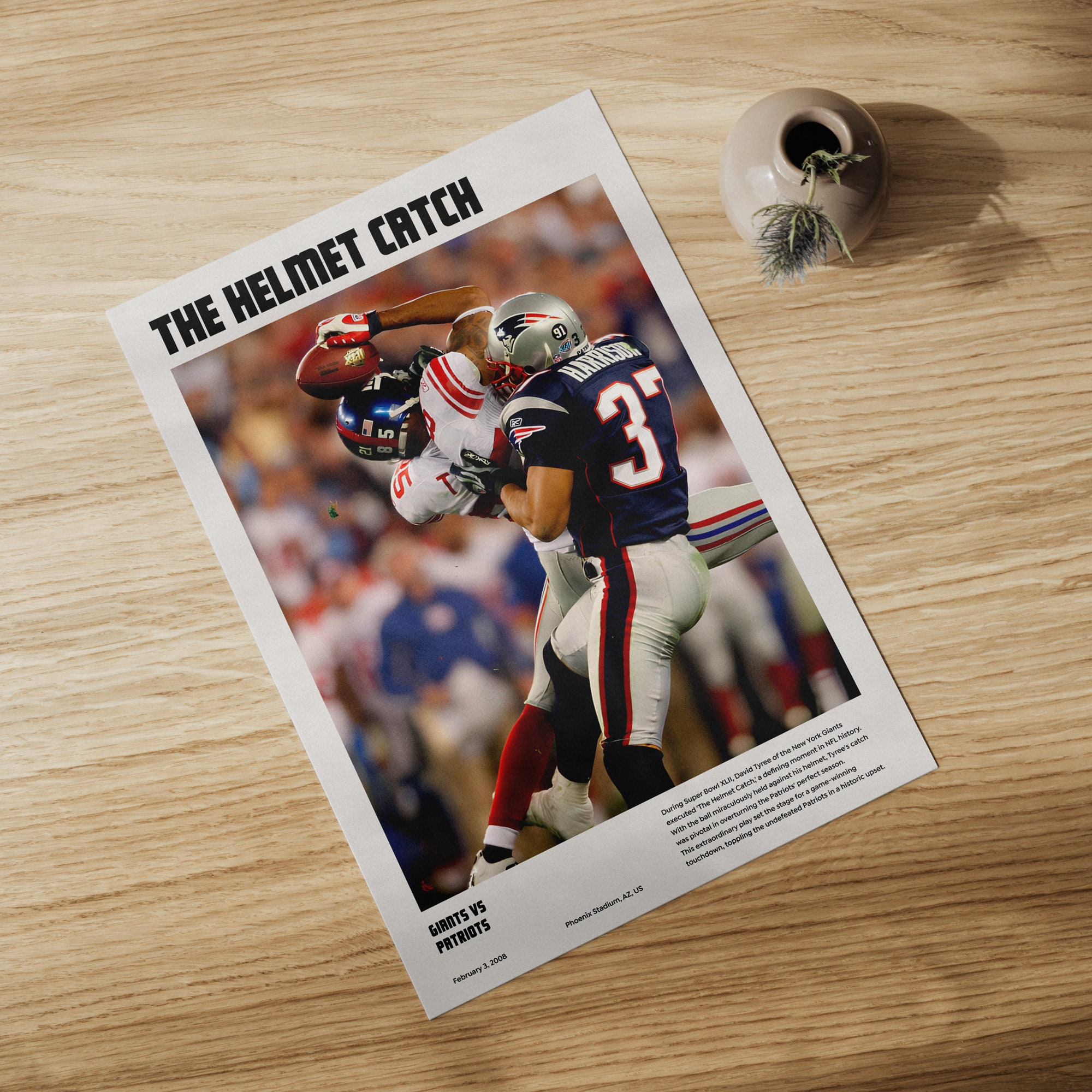 David Tyree Helmet Catch Poster | Super Bowl XLII (digital Download) - Etsy