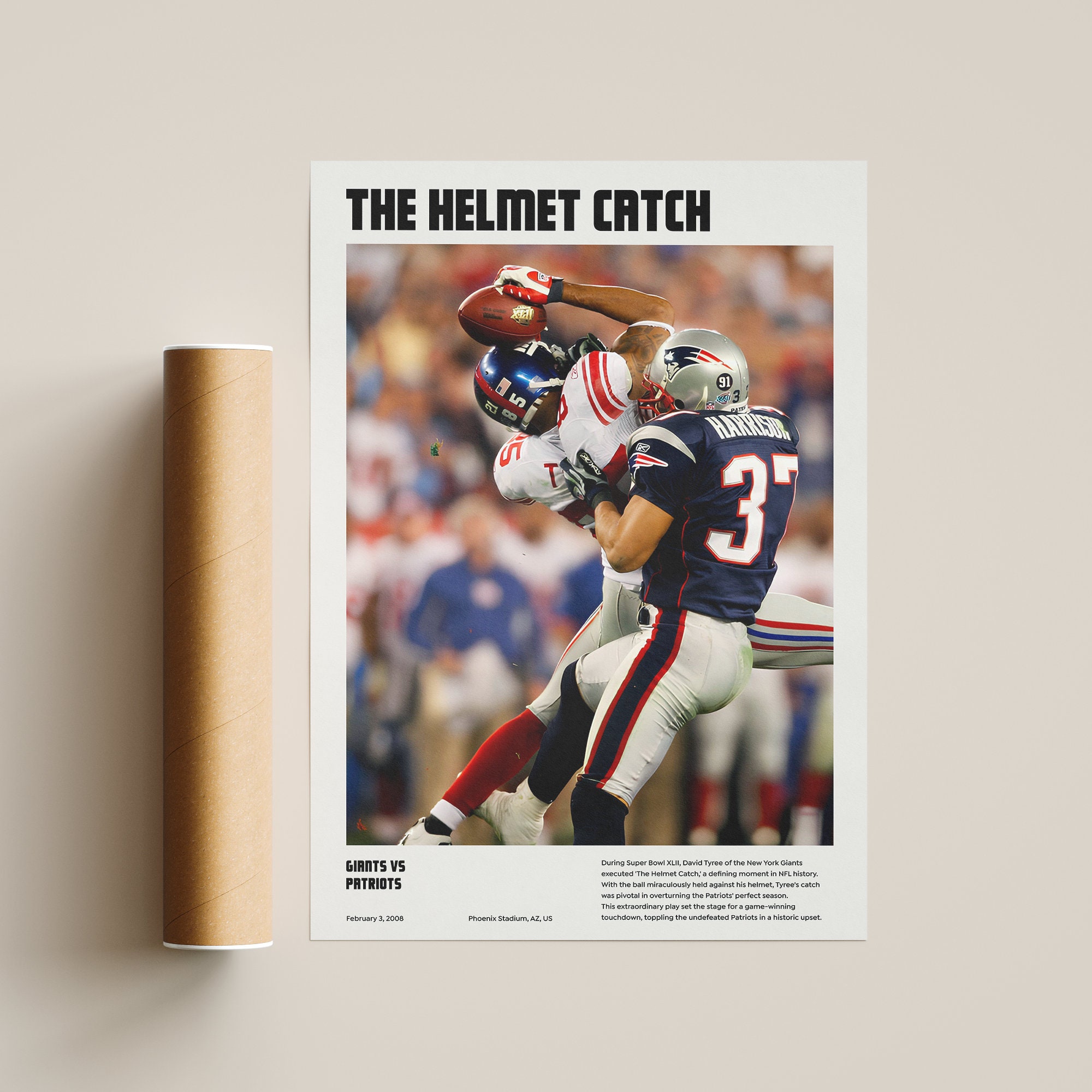 David Tyree Helmet Catch Poster | Super Bowl XLII (digital Download) - Etsy