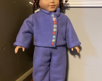 Doll outfit 2 piece fleece jacket and pants.