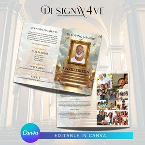 Memorial program| 8 Pages Funeral Program |Celebration of Life |Keepsake |Digital Download |Canva Template