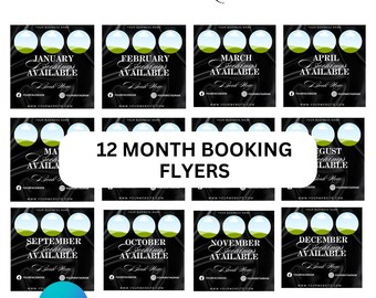 12 Month Booking Flyers: Social Media Templates (Canva)
