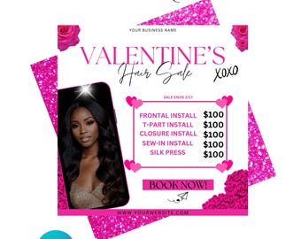 February Booking Flyer, Valentines Day Hair Flyer, Valentines Day Flyer, Hair Flyer, Hair Booking Flyer, Valentines Day Sale Flyer, February