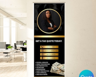 DIY Tax Prep Retractable Banner Template: Credit Repair Design (Canva)