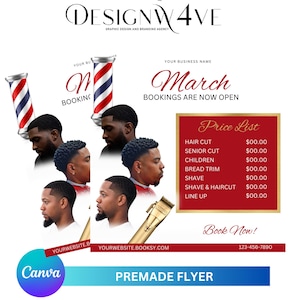 Barber Bookings Now Open Appointments Available Canva Flyer Template for Haircuts