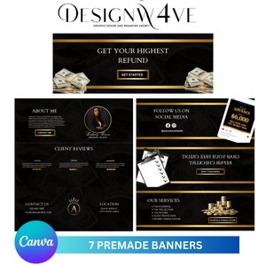 DIY Web Banner Tax Preparation Tax Agent , Shopify Website Banner Template, Tax Banner, Editable Website Banners, Premade Banners