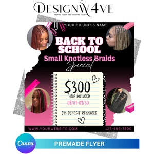 Braids Specials Flyer, DIY Flyer Template Design, Braids Appointment Flyer, Book Now Braids Flyer, Braids Sale Flyer, Premade Instagram Post