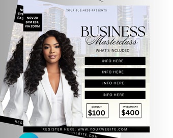 Business Masterclass Flyer: Editable Course Template (Canva)