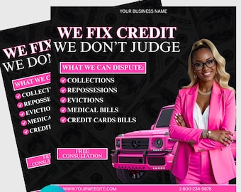 Credit Repair Flyer Template: Editable Canva Design (Digital Download)