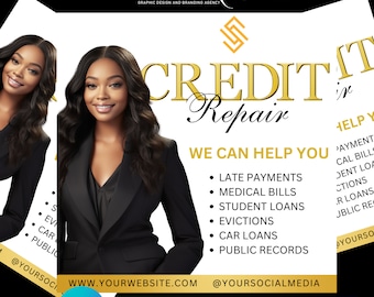 Gold Credit Repair Flyer: Editable Canva Template
