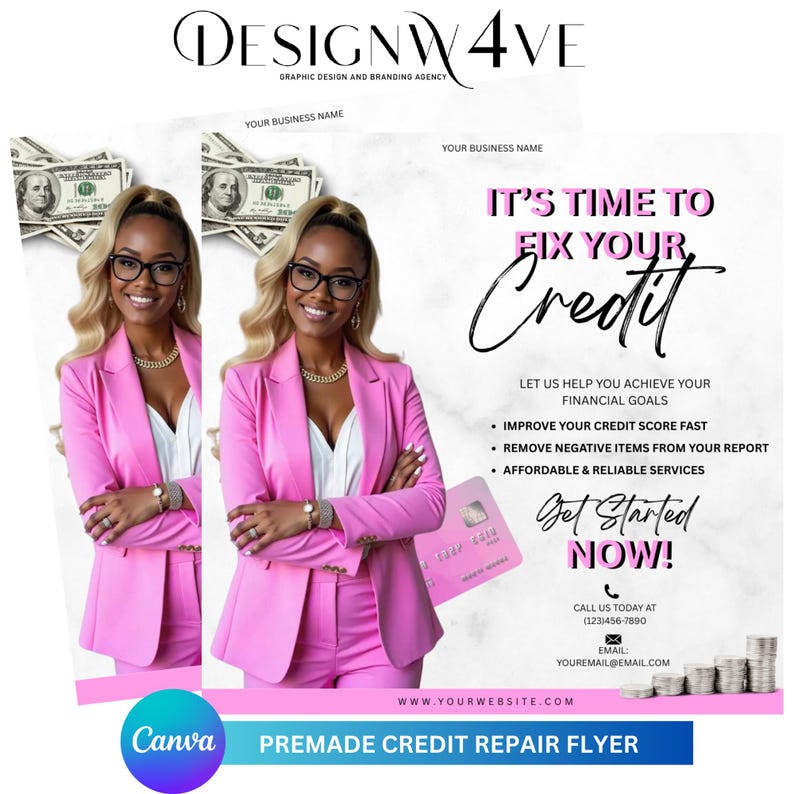 Credit Repair Flyer Template Editable Canva Design (digital File) Etsy