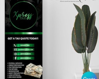 Tax Prep Retractable Banner Template: Credit Repair Roll Up Design (Canva)