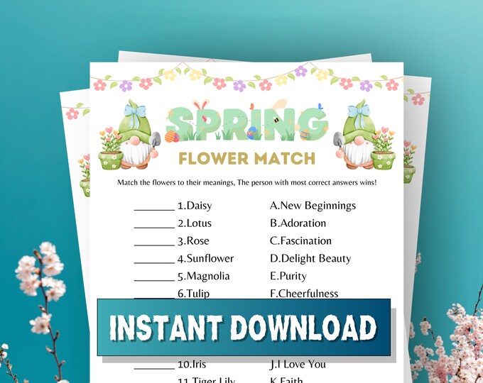 Spring Flower Matching Printable Game | Fun Spring Party Games | Spring ...