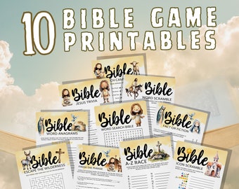 Bible Games Bundle, 10 Games, For Adults and Kids, Church Activities, Christian Game, Jesus Printables, Scripture Games for All Occasions