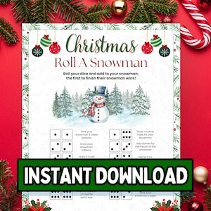 Christmas Roll A Snowman, Snowman Game, Fun Christmas Activity, Winter Christmas Games, Holiday Activity, Classroom Christmas Party Game