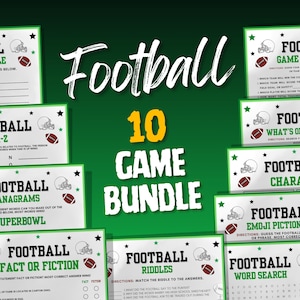 Football Game Bundle, Super Bowl Bundle, Game Day, Party Games, Superbowl Activities, Football Mom, All Ages, Football Games Printable