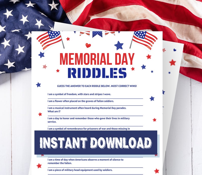 Memorial Day Riddles Game Printable - Etsy Canada