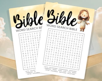 Bible Word Search Game, Word Search, Christian Game, Bible Study Activity, Bible Game, Retreat Game, Church Game, Christian Party Printable