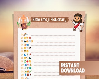 Bible Emoji Pictionary Game, Bible Game, Bible Games, Christian Games, Christian Emoji Game, Games for Adults and Kids, Church Game