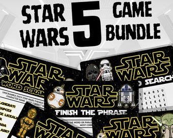 Star Wars 5 Game Bundle, Star Wars Games, Star Wars Pack, Star Wars Day, Activity for Kids, Games For Fans, Party Pack, Star Wars Printables