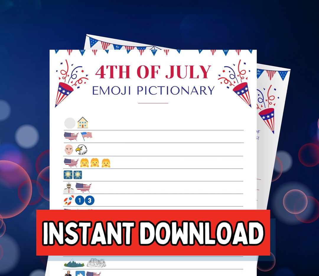 Fourth of July Emoji Game, Emoji Pictionary, Independence Day, Stars