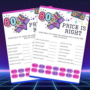 80s Price is Right Game, the Price is Right, 80s Game Night, Nostalgic ...