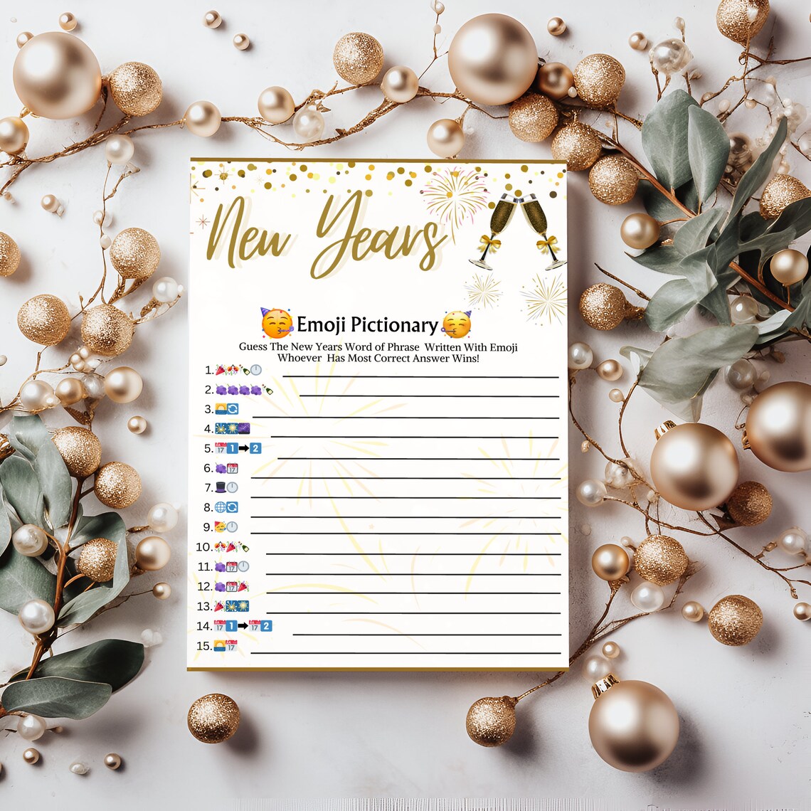 New Years Emoji Pictionary, Emoji Pictionary Game, New Years Game, Holiday Pictionary, NYE ...